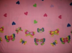 Thumbnail of Fleece blanket for Baby or child Light Pink hearts center and butterfly border 
