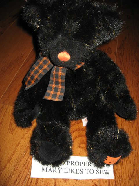 Image 0 of Black Teddy Bear Metallic Gold Sparkle Accents Halloween Gift