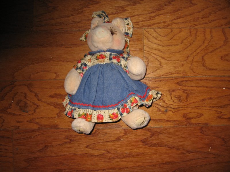 Image 0 of Pig doll Jointed Stuffed Velour Toy Removeable Dress Bloomers Gift /