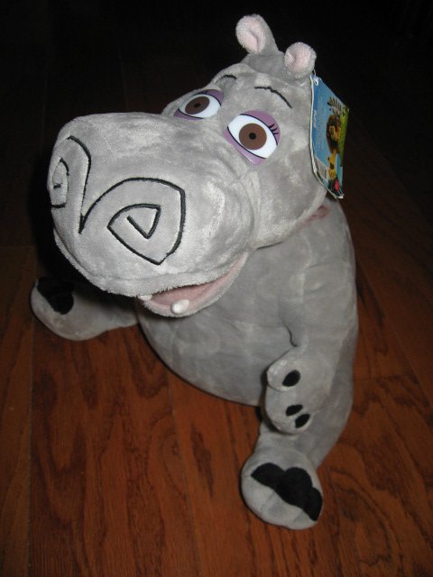 Image 1 of Madagascar Movie Gloria Hippo Gray velour  stuffed Animal