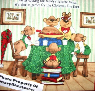 Image 1 of Teddy Bears Getting ready for Christmas Poem baby Soft book fabric Panel u Sew /