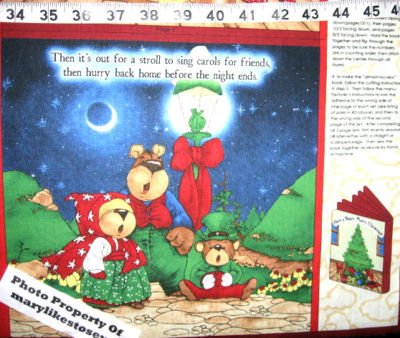 Image 2 of Teddy Bears Getting ready for Christmas Poem baby Soft book fabric Panel u Sew /