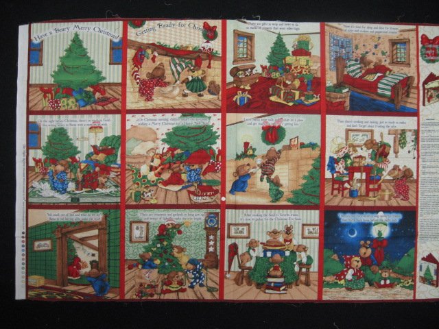 Image 0 of Teddy Bears Getting ready for Christmas Poem baby Soft book fabric Panel u Sew /