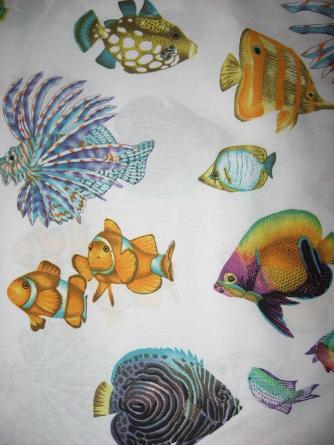 Sea ocean Spiney and Nemo type fish White sewing cotton fabric by the yard
