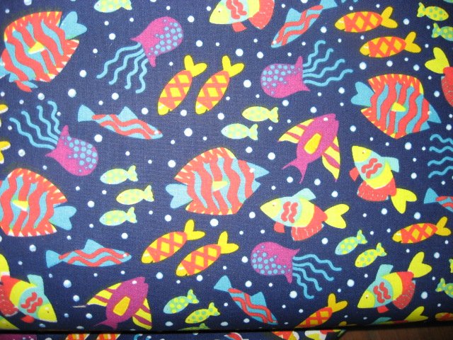 Image 0 of Sea ocean jelly fish New colorful Whimsical sewing cotton Fabric by the yard