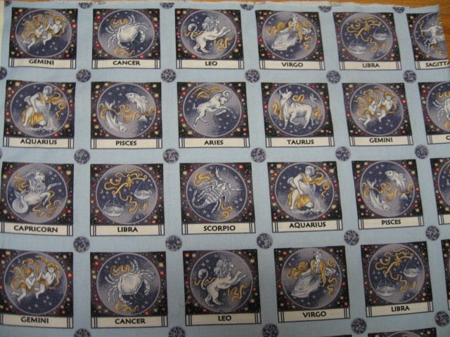 Image 0 of Zodiac signs fabric in squares sewing cotton fabric by the yard 