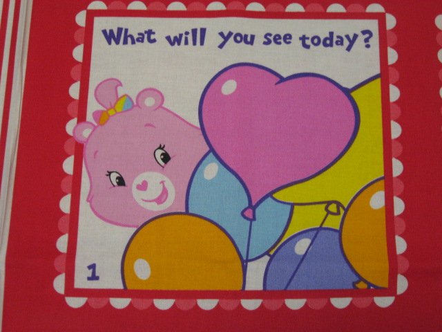 Image 1 of Care Bears Care alot Fabric baby soft book panel or Quilt to sew /