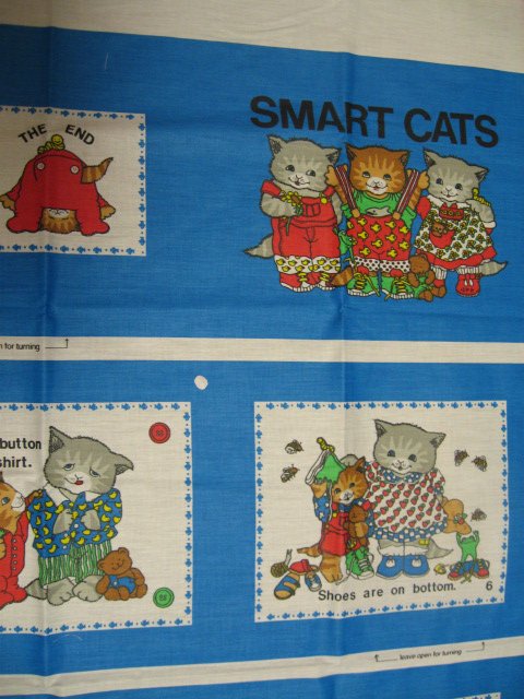 Image 1 of Smart Cats learn about zippers hats shoes Fabric baby soft book to sew /