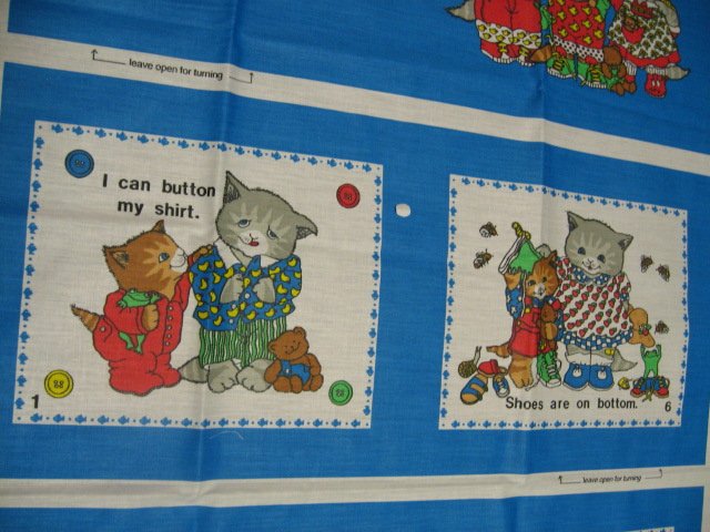 Image 2 of Smart Cats learn about zippers hats shoes Fabric baby soft book to sew /