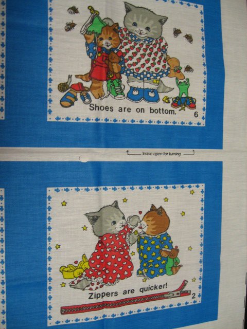 Image 3 of Smart Cats learn about zippers hats shoes Fabric baby soft book to sew /