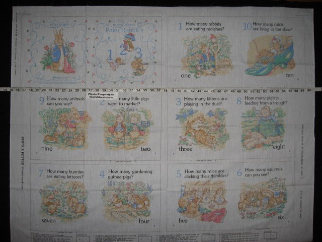 Image 1 of Peter Rabbit Beatrix Potter Counting Fabric baby soft book to sew /