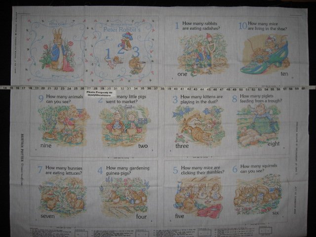 Image 1 of Peter Rabbit Beatrix Potter Counting Fabric baby soft book to sew /