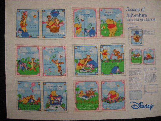 Image 0 of Winnie the Pooh Tigger Piglet Season of Adventure baby Soft book Panel to sew /