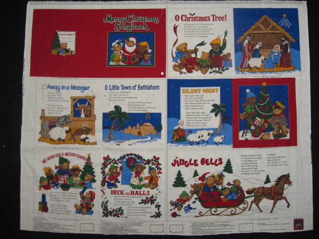 Merry Christmas Song book Teddy Bears Fabric baby soft book new to sew /