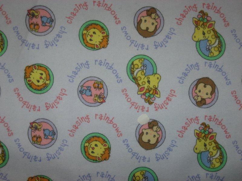 Precious Moments Flannel Baby Blanket Animals  in circles Handmade
