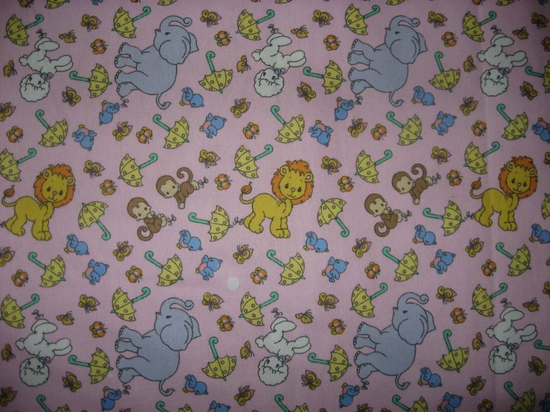 Image 0 of Noah's Precious Moments Animal Monkey Umbrellas pinkFlannel Fabric  By the yard