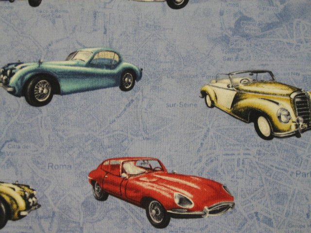 Vintage Cars Jaguar Timeless Treasures Cotton Quilt Sewing fabric by the yard