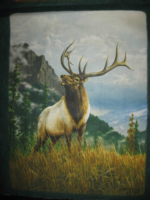 Image 1 of Moose Elk wild animal Cotton Quilt Wall Panel sew set of 6 squares //
