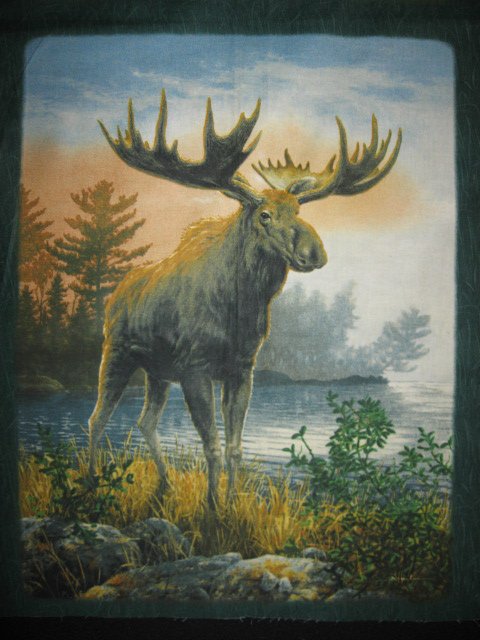 Image 2 of Moose Elk wild animal Cotton Quilt Wall Panel sew set of 6 squares //