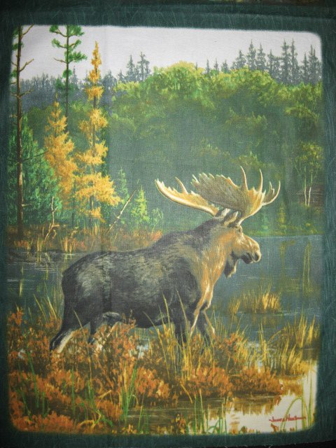 Image 3 of Moose Elk wild animal Cotton Quilt Wall Panel sew set of 6 squares //