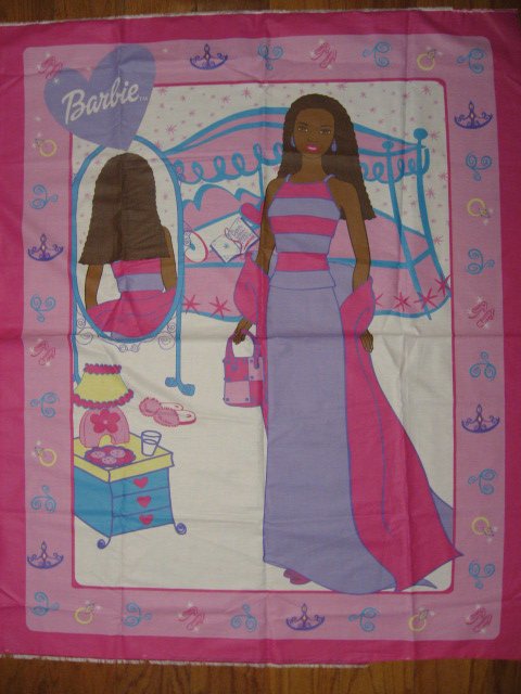 Image 0 of Afro American Barbie Cotton Fabric Panel to sew /