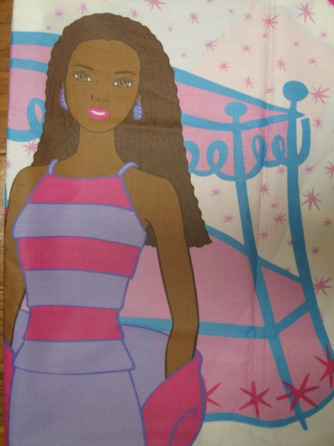 Image 1 of Afro American Barbie Cotton Fabric Panel to sew /