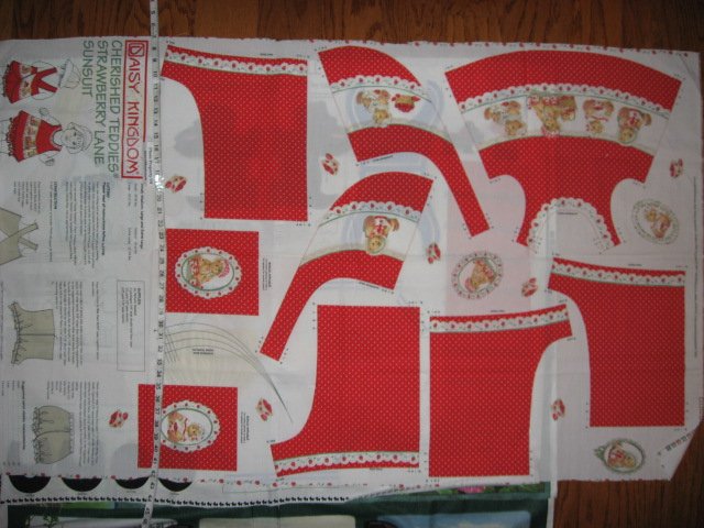 Image 3 of Daisy Kingdom Cherished Teddies Strawberry Lane Sunsuit Fabric Panel sew 1999