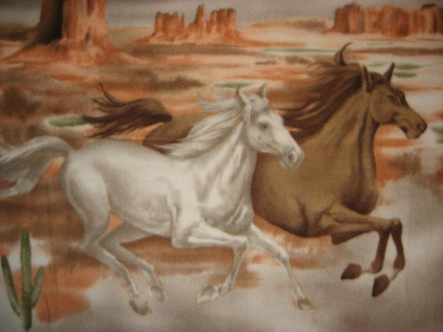 Image 1 of Horses running Southwest Desert Fleece blanket Panel 