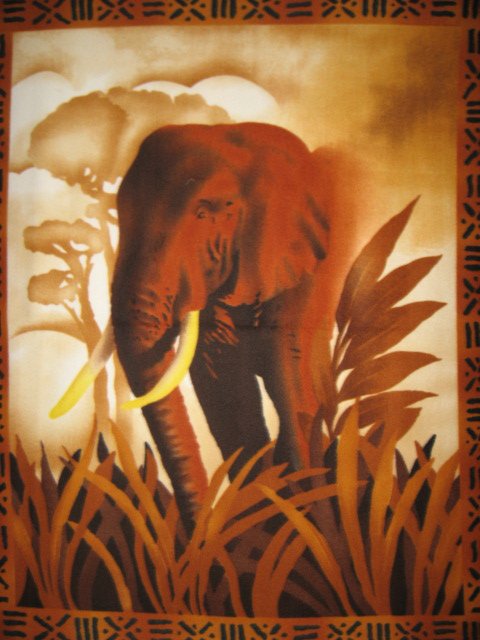 Image 1 of Elephant African jungle Anti-pill fleece blanket 