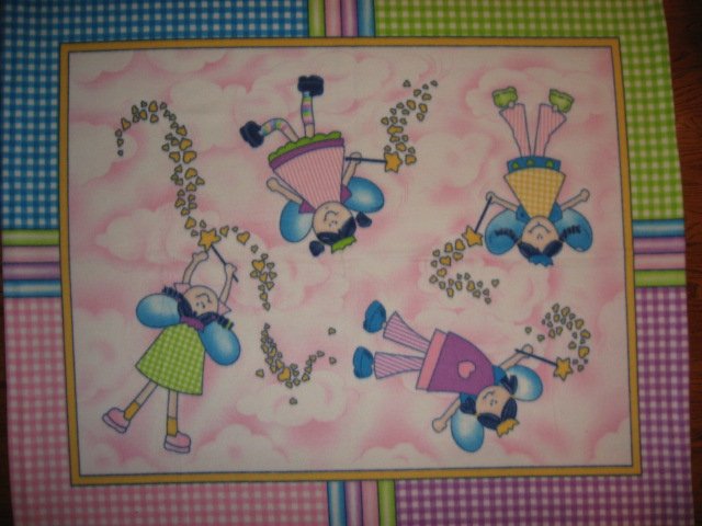 Fairy Princess Wand Hearts Pastel Child bed size fleece blanket 48X59 wide