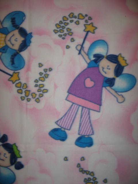Image 1 of Fairy Princess Wand Hearts Pastel Child bed size fleece blanket 48