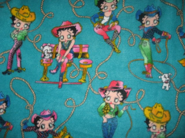 Image 0 of Betty Boop Western  fleece blanket handmade with licensed fleece