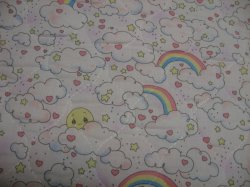 Thumbnail of Precious Moments Sun Stars Clouds Rainbows Quilted Crib Panel You Bind Edge