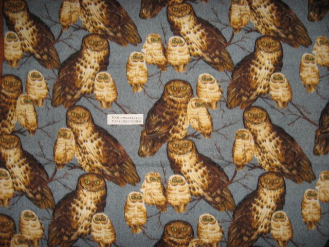 Image 2 of Owls on rare gray Fleece Blanket 45