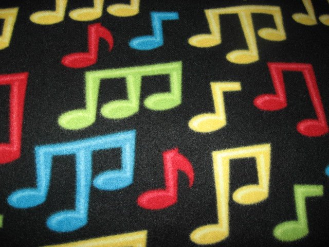 Image 0 of Musical notes scale black Fleece blanket throw 