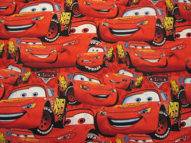 Image 0 of Disney Pixar Cars Movie McQueen red cotton quilt Fabric by the yard