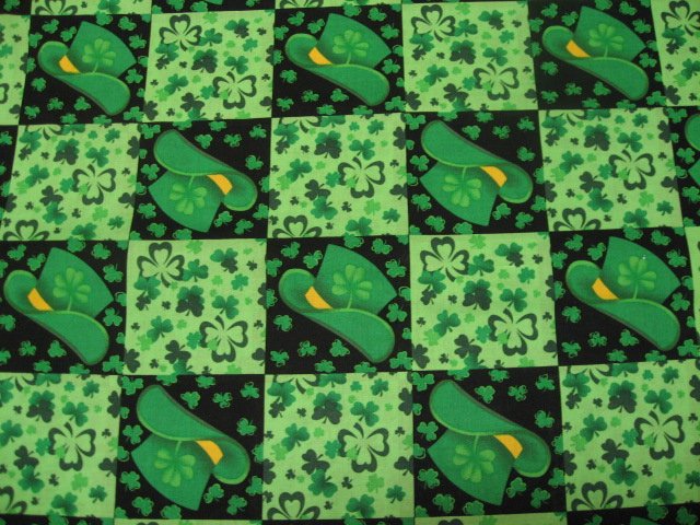Image 0 of Saint Patrick's Day Hats Clover Shamrocks sewing cotton Fabric by the yard 