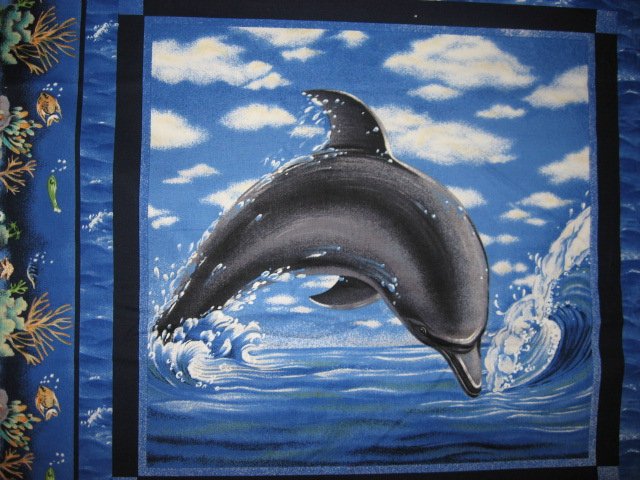 Dolphins sea ocean scene Fabric pillow panels set of two pictures 