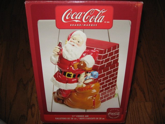 Coca-Cola Christmas Santa Ceramic Cookie Jar Excellent Condition Haddon Sunblom