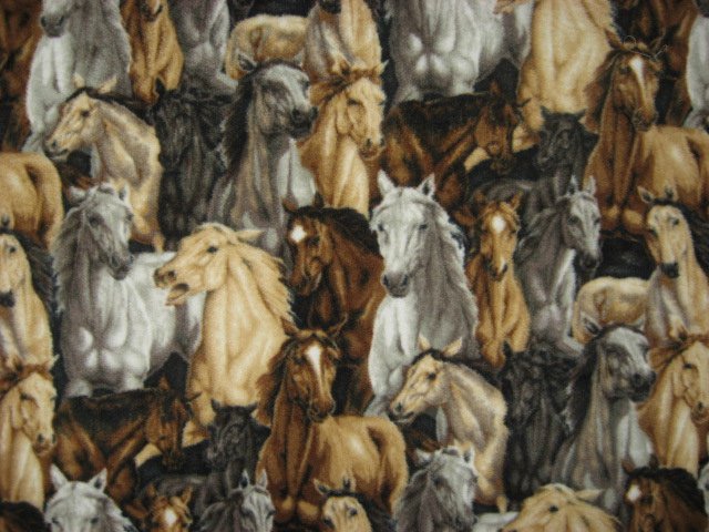 Image 1 of Brown and white stallion Packed Horses Anti-pill Fleece fabric blanket