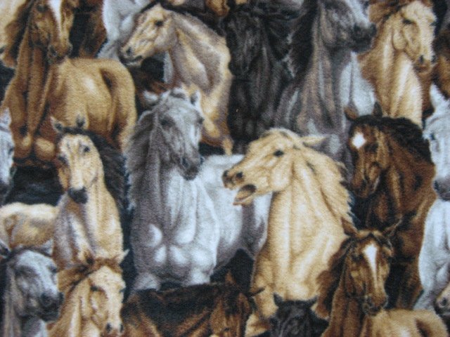 Image 0 of Brown and white stallion Packed Horses Anti-pill Fleece fabric blanket