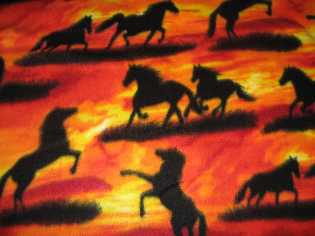 Image 0 of Sunset Horses  fleece blanket 