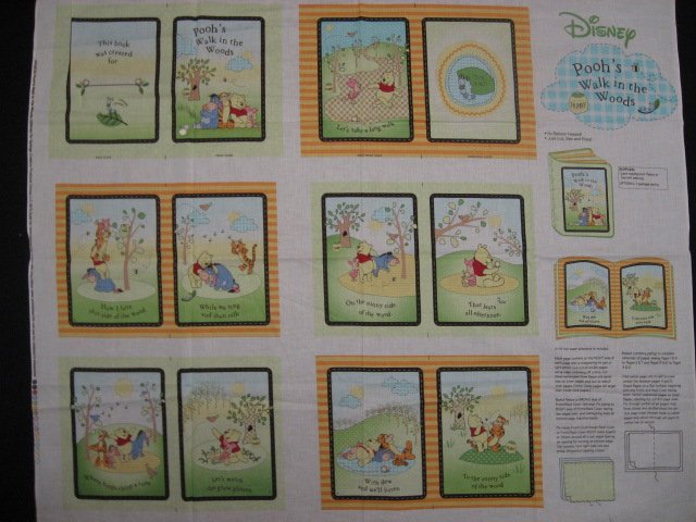 Image 0 of Winnie the Pooh Tigger Piglet Eeyore woods baby soft book fabric Panel to sew / 
