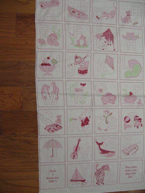 Child Alphabet red work Cotton Fabric Quilt Wall Throw Panel to sew