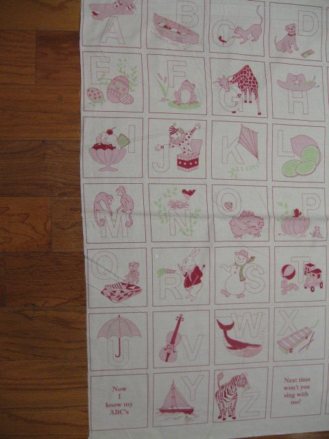 Image 0 of Child Alphabet red work Cotton Fabric Quilt Wall Throw Panel to sew