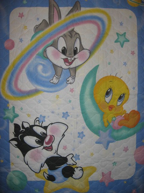 Image 0 of Tweety Bugs Sylvester baby Looney Tunes cotton crib quilt out of print