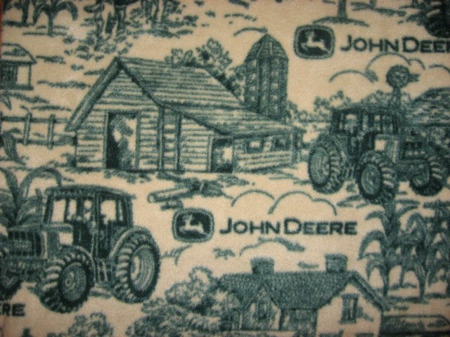 Image 1 of John Deere Tractor  Logo Farm Toile  Anti pill Fleece Blanket /