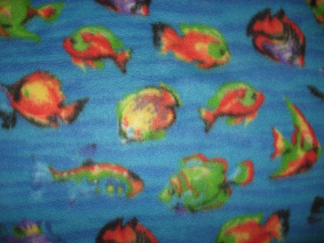 Fish in the Sea whimsical Child bed size fleece blanket 44X59  /