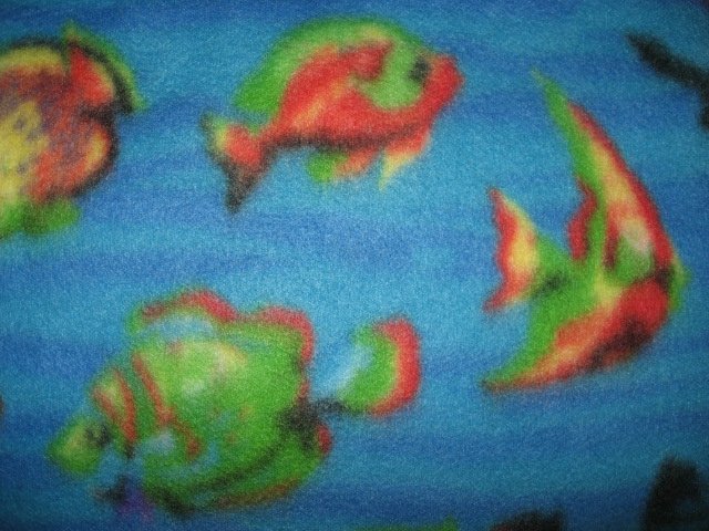 Image 1 of Fish in the Sea whimsical Child bed size fleece blanket 44