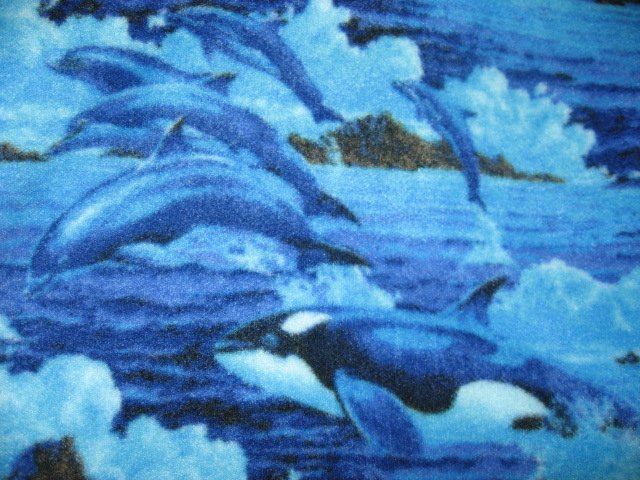 Image 0 of Dolphins Whales Waves child bed size anti pill fleece blanket 36